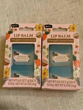 bpure VIRAL Pineapple Coconut Scent Lip Balm Duo .25 oz each Travel size